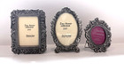 Lot Of 3 Pewter Silver Color Vintage Style Oval Rectangle Picture Frames Mini