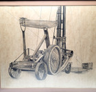 Antique Drawing Engineering Heavy Equipment Machinery Framed Signed 33   X 28  