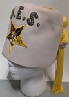Order Of The Eastern Star O e s  Fez Hat Off White Felt Rhinestone Yellow Tassel