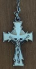 Vintage 15 5    Sterling Silver Rosary   Clear Faceted Glass Beads Enameled Cross