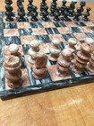 Marble Chess Set Onyx Gray Black Stone 13 3 4  Board Complete Set