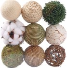9pcs 3 5inch Fall Decorative Ball Orb Rattan Ball Rattan Woven Orbs Spherical