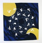 Elegant 19x19 Navy Blue Furoshiki Wrapping Cloth - Moon Dancing Rabbit Design