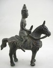Vintage Antique Indian Bronze Figure Of Khandoba  shiva  On Horseback Sculptur