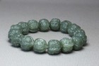 Chinese Natural Green Jade Hetian Hand-carved Walnut Bracelet
