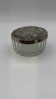 Vintage Godinger Glass Vanity Powder Jar W Silver Plated Lid   Integrated Mirror