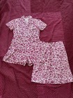 Vintage 1940s Playsuit Volup 2 Piece Skirt Puff Sleeve Printed Cotton