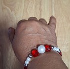 3 Piece Jewelry Set  Elegant  White Pearls With Deep Red Faceted Crystal