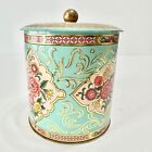 Vintage Daher England Floral Biscuit Tin Metal Container With Lid 6 5    Tall