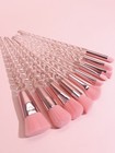 10-piece Pink Unicorn Makeup Brush Set With 2 Powder Puffs