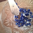 Blue Glass Sterling Silver Crucifix Rosary