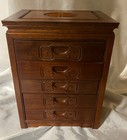 Vintage Chinese Carved 5-drawer Rosewood Jewelry Chest Handmade Gorgeous 
