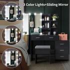 Vanity Dressing Table Set Makeup Desk W led Lighted Mirror 5 Drawers Stool