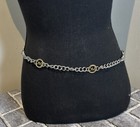 Michael Kors Women Mk Round Logo Links Silver gold  Metal Adjustable Chain Belt