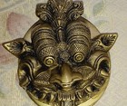 Yali With Base Plate Door Knocker Brass Mythical Creature Door Bell Decor Ca805