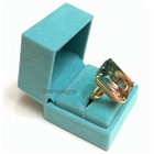 Nib Kurt Geiger London Gold Tone Ombr   Green pink Glass Crystals Ring-sz 7