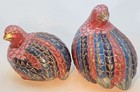 Hand Painted Vintage 1960 s Toyo  Chinese Porcelain Quail Gold Accents Set Of 2