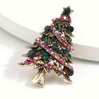 Vintage Luxury Shiny Rhinestone Vibrant Christmas Tree Brooch Badge Pin Gift