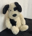 Jellycat Bashful Plush Black   White Puppy Dog 12 Inch Soft Stuffed Animal Toy
