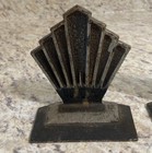 Vtg Art Deco Cast Iron Bookends Industrial Fan Architectural Geometric 4 3 4x5