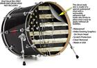 Skin Decal Fits 24  Bass Kick Drums Cracked Black And White Usa America Flag