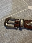 Vintage 1992 Brown Leather Belt With Silver Buckle And Animals Throughout
