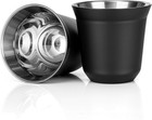 2 Pack Black Stainless Steel Espresso Cups - Double Wall Espresso Shot Glass Set