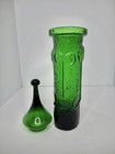 Vtg Mcm Empoli Stelvia Glass Antiqua 14    Green Covered Cylinder Jar Wayne Husted
