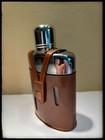 Vintage Sheldon Hip Glass Flask With Leather Cover Made In England 