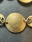 Vtg Bracelet 1976-77 Peru Peruivan Coin Domed Circle Chain Link Souvenir Jewelry