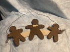 Gingerbread Men Sign Wooden With Wire Hanger Christmas Holiday Seasonal Decor