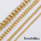 2-5mm Mens Chain Gold Plated Stainless Steel Round Box Link Necklace Christmas