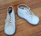 Vintage Stride Rite Baby Shoes 4 5d 1960s White Leather Laced High Top Decor