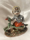 Rare Vintage Occupied Japan Pixie Elf Gnome Figurine Riding Praying Mantis