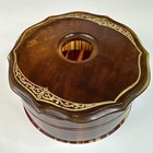Vintage Art Deco Faux Tortoise Shell Celluloid Hair Receiver Vanity Box Gold 
