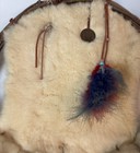 Vtg Native American Indian Recovery Dream Catcher Wool Fur Leather Beads Large