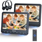 2x 10 5  Hd Dual Screen Car Headrest Dvd Player Tv Usb Monitor Built-in Buttery