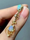 2ct Pear Cut Genuine Fire Opal Women Drop Dangle Earrings 14k Yellow Gold Plated