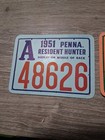 Vintage Pennsylvania Hunting Licenses 1951 1952