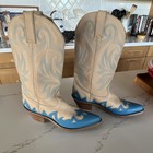 Durango Rd4447  Womens Size 8 5 Western Cowboy Boots Tan blue Inlay Mens Sz  7 5