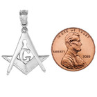Sterling Silver Square   Compass Masonic Symbol Pendant   Charm  Box Chain