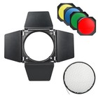 Bd-04 Barn Door With Honeycomb Grid And 4 Color Gel Filters For 7 Inch Standard