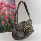 Soho Signature Jacquard Top Handle Shoulder Bag Cj814 Maple Brown Outlet