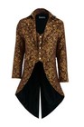 Handmade Men Tailcoat Jacket Gold Brocade Goth Steampunk Victorian