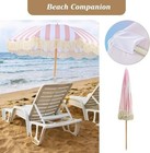 6 5ft Beach Umbrellas With Fringe Pink White Striped Patio Umbrella