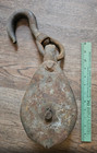 Antique Double Steel Pulley Block 18 1 2  No  8 Heavy Duty Farm Rustic