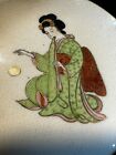 Antique Satsuma Koshida Porcelain Plate Meiji Period Xix Century Japan Geisha