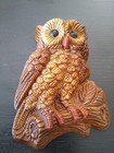 Set Of Vintage 70   s Retro Foam Plastic Owl On Branch Wall Hanging Plaque Decor 