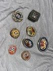 Lot Of 8 Pill Boxes   1 Pin - Micro Mosaic - Vintage - Italy - Silver Plated 