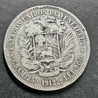 Venezuela 1912 5 Bolivares Silver Coin Crown Bolivar 25 Grams Lei 900 World Coin